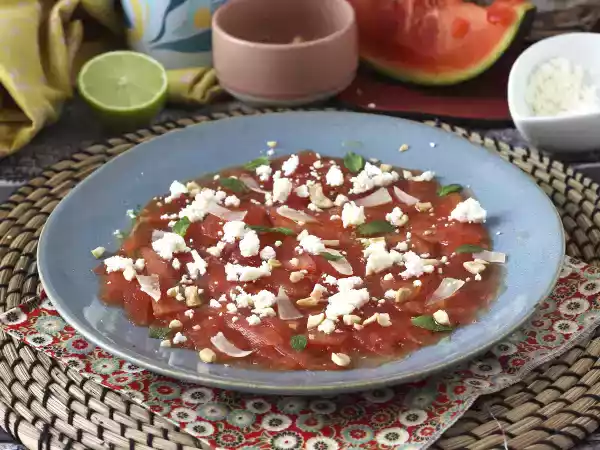 Recept Carpaccio van watermeloen: het verfrissende zomerse voorgerecht