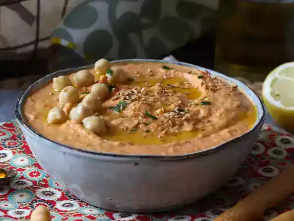 Recept Rode peper hummus