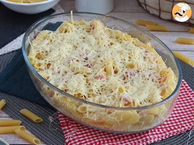 Recept Gegratineerde pasta met ham en kaas