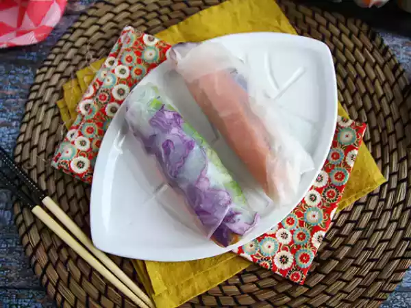 Recept Vegetarische loempia's met rode kool en zoete aardappel