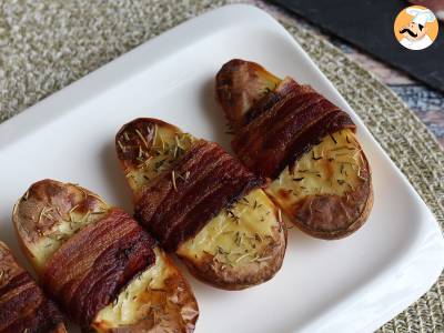 Recept Gebakken aardappelen omwikkeld met gerookt spek