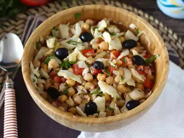Recept Kikkererwtensalade met kabeljauw