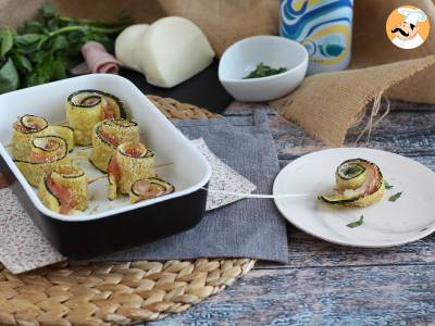 Recept Gebakken courgetterolletjes met ham en scamorza kaas