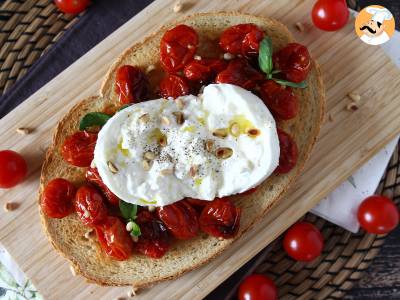 Recept Bruschetta van geroosterde tomaat en burrata