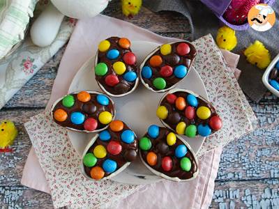 Recept Paaseieren gevuld met chocolade dessertroom en m&m's