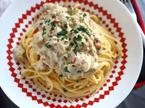 Recept Spaghetti met auberginecarbonara
