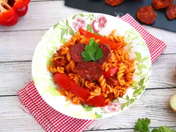 Recept Pasta met chorizo