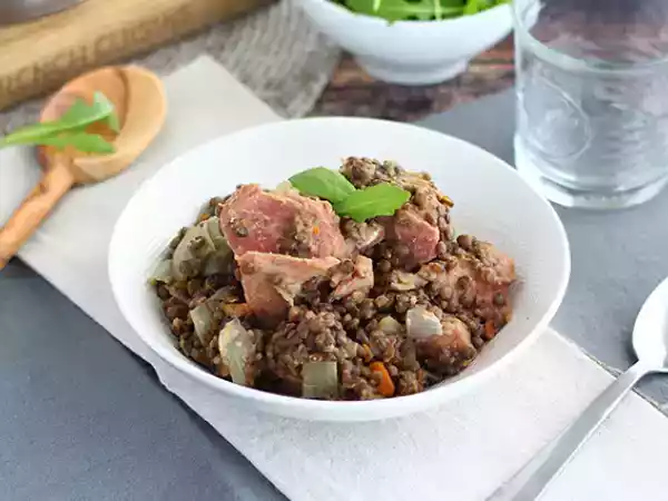 Recept Gezouten linzen met varkensvlees