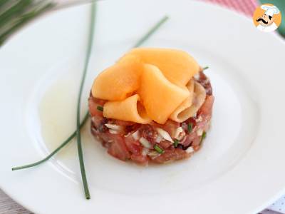 Recept Tartaar van ham, meloen en tomaat