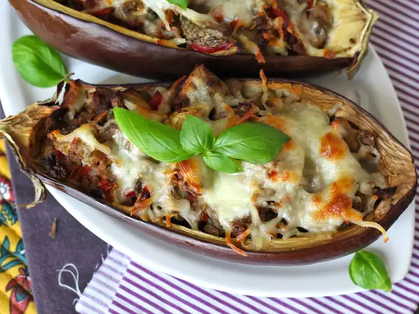 Recept Gevulde aubergines met gegratineerde mozzarella