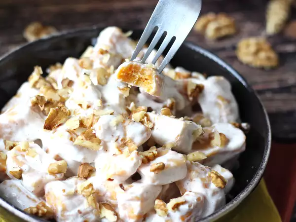 Recept Romige pompoengnocchi met philadelphia en krokante walnoten