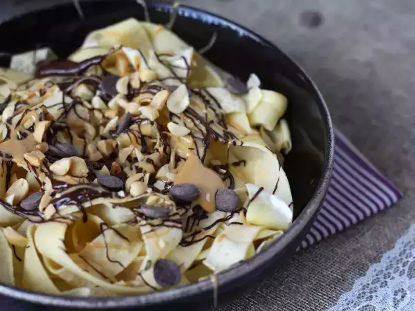 Recept Pannenkoek tagliatelle met chocolade en pinda's!