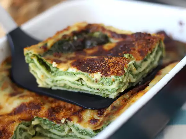 Recept Vegetarische lasagne met spinazie en tofu uit de airfryer