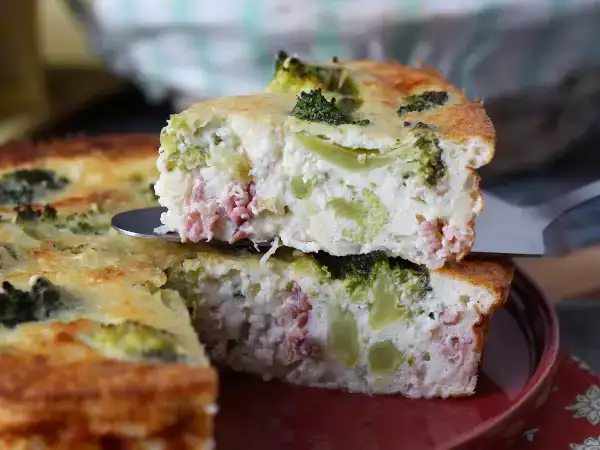Recept Quiche zonder deeg met broccoli, pancetta en cottage cheese