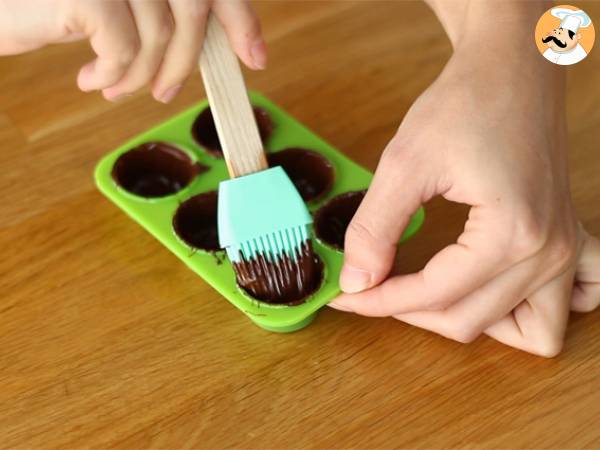 Chocolaatjes gevuld met gezouten boterkaramel en amandelen - Voorbereiding stap 1