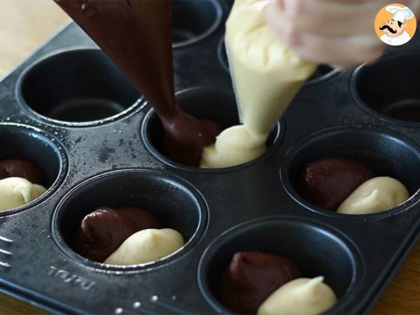 Chocolade-vanillecake met dubbele smaak en chocoladehart - Voorbereiding stap 5