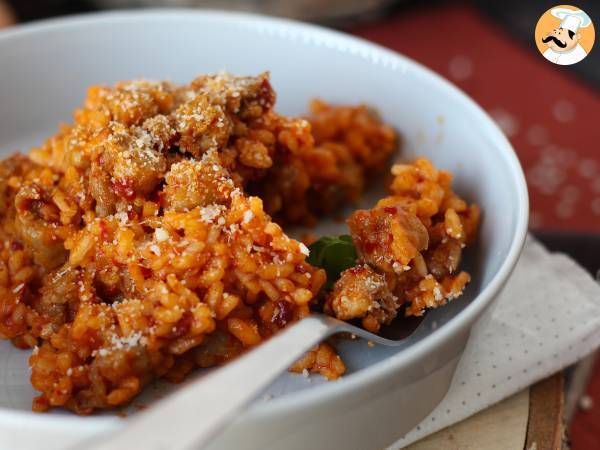 Risotto 'nduja en worst, een voorgerecht met intense smaak - Voorbereiding stap 7