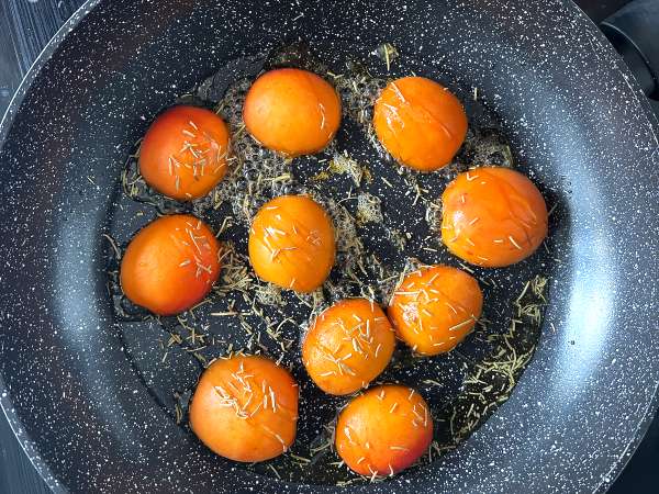Geroosterde abrikozen, rucola en burrata op toast - Voorbereiding stap 3
