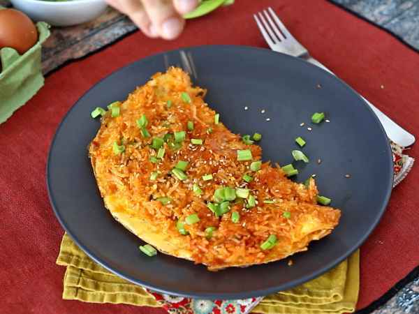 Omelet met krokante rijst en sojabonen, een pittige maaltijd die snel klaar is en geen afval oplevert! - Voorbereiding stap 7