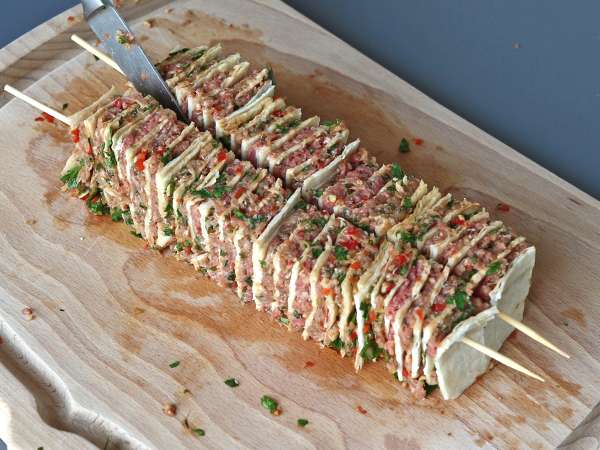 Lavash kebab met tortilla's, de beroemde gemakkelijke ovengebakken kebab! - Voorbereiding stap 10
