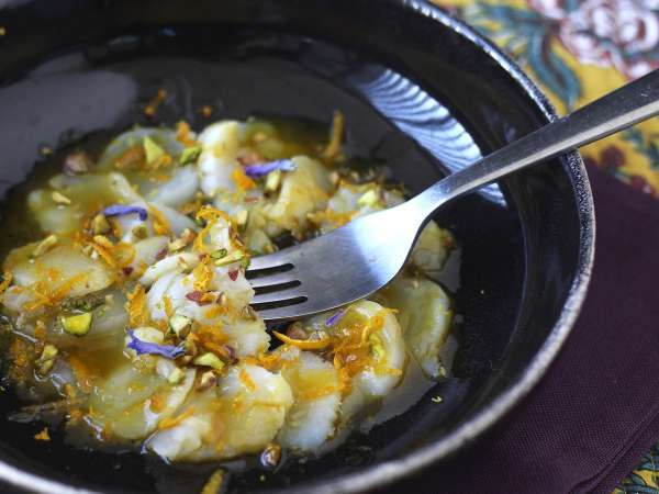 Carpaccio van sint-jakobsschelpen met citrusvinaigrette en pistachenoten, een elegante en gemakkelijk te bereiden voorgerecht - Voorbereiding stap 4