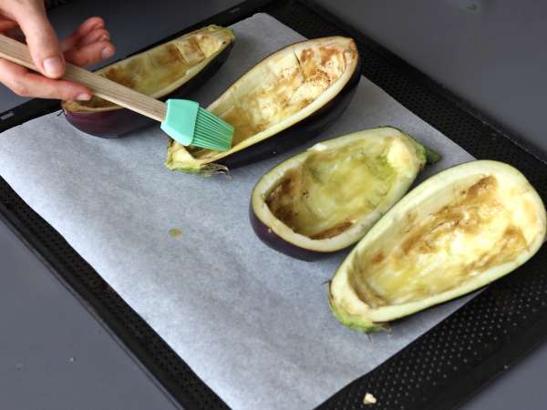 Gevulde aubergines met gegratineerde mozzarella - Voorbereiding stap 2