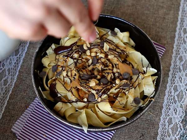 Pannenkoek tagliatelle met chocolade en pinda's! - Voorbereiding stap 7