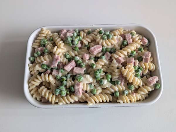 Romig gebakken pasta met erwten en gegratineerde ham - Voorbereiding stap 10