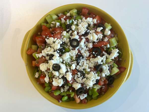 Salade van linzen, feta en edamame met knapperige groenten - Voorbereiding stap 5