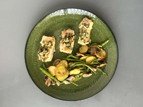 Heilbot uit de Air Fryer met witte wijnsaus, aardappelen en groenten - Voorbereiding stap 7