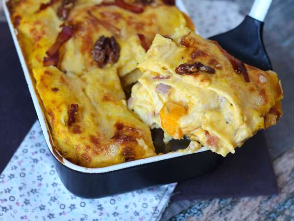 Romige lasagne met pompoen, speck en knapperige walnoten - Voorbereiding stap 10
