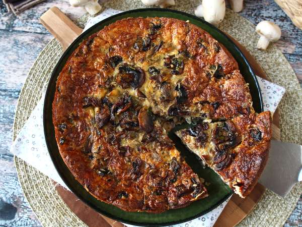 Quiche zonder deeg met champignons, spek en cottage cheese - Voorbereiding stap 9