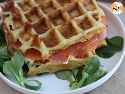 Aardappelwafels - Wafelsandwich met gerookte zalm en fromage frais - foto 3