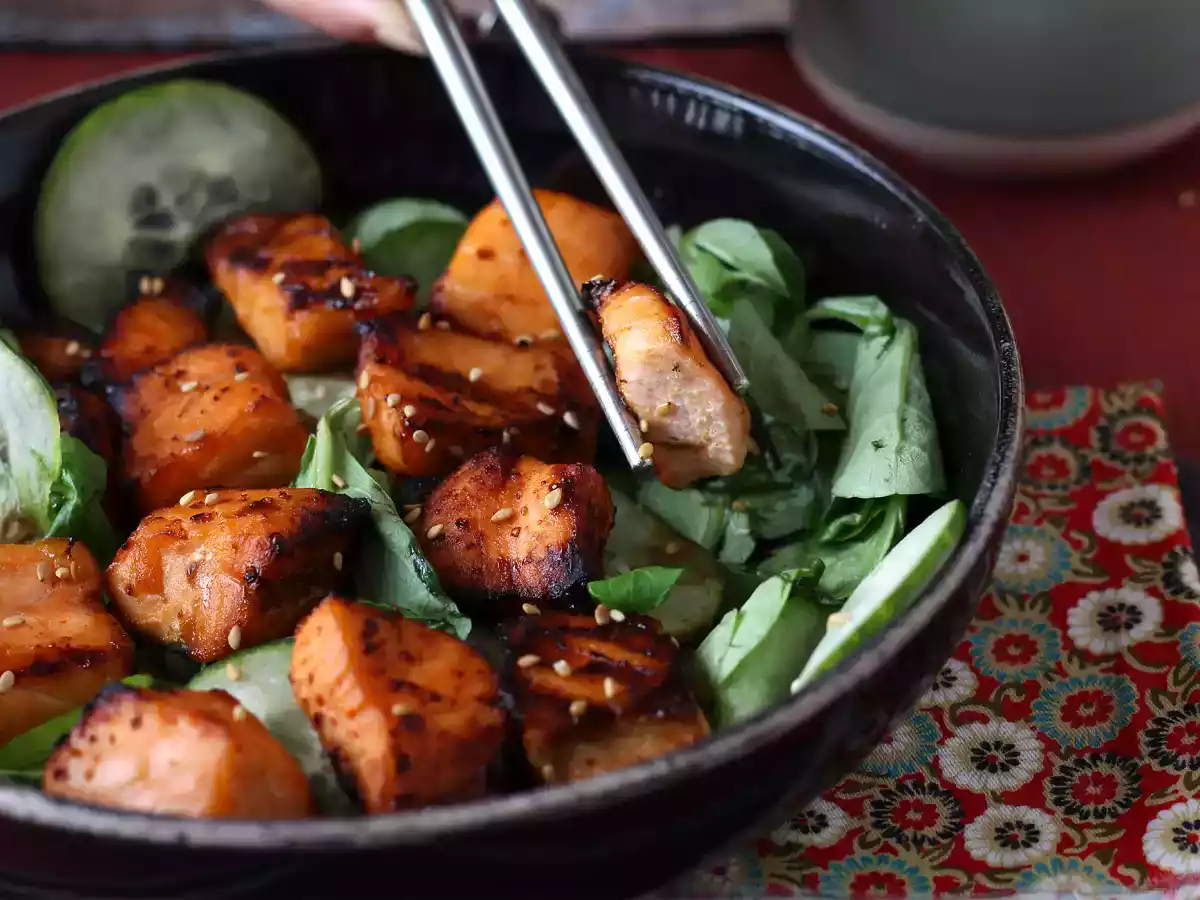 Air fryer zalmhapjes met een Aziatische marinade - foto 2