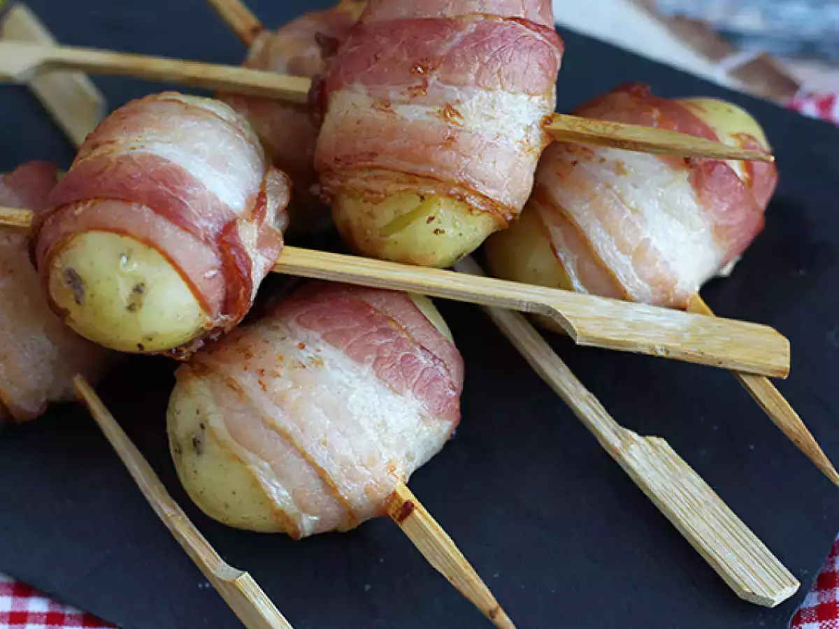 Aperitiefspiesjes met aardappelen en gerookt spek - foto 4