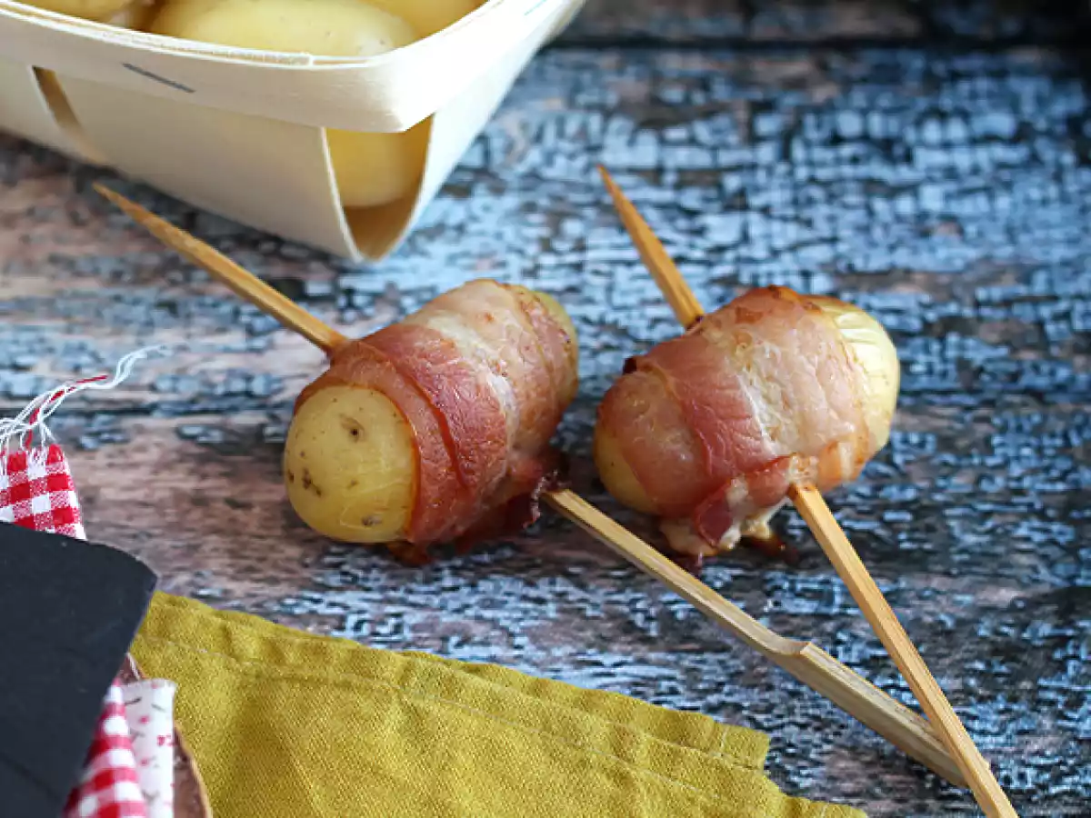 Aperitiefspiesjes van aardappelen en gerookt spek - foto 2