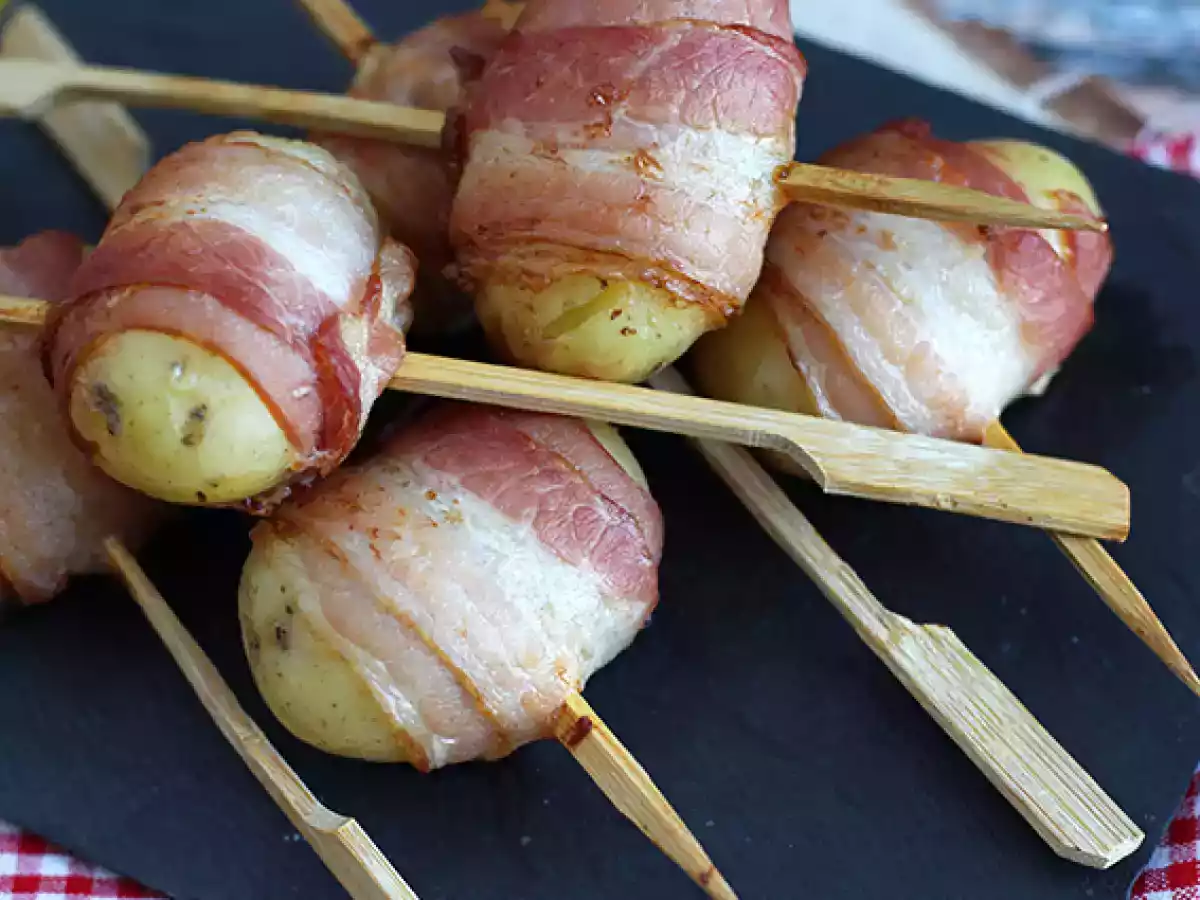 Aperitiefspiesjes van aardappelen en gerookt spek - foto 4