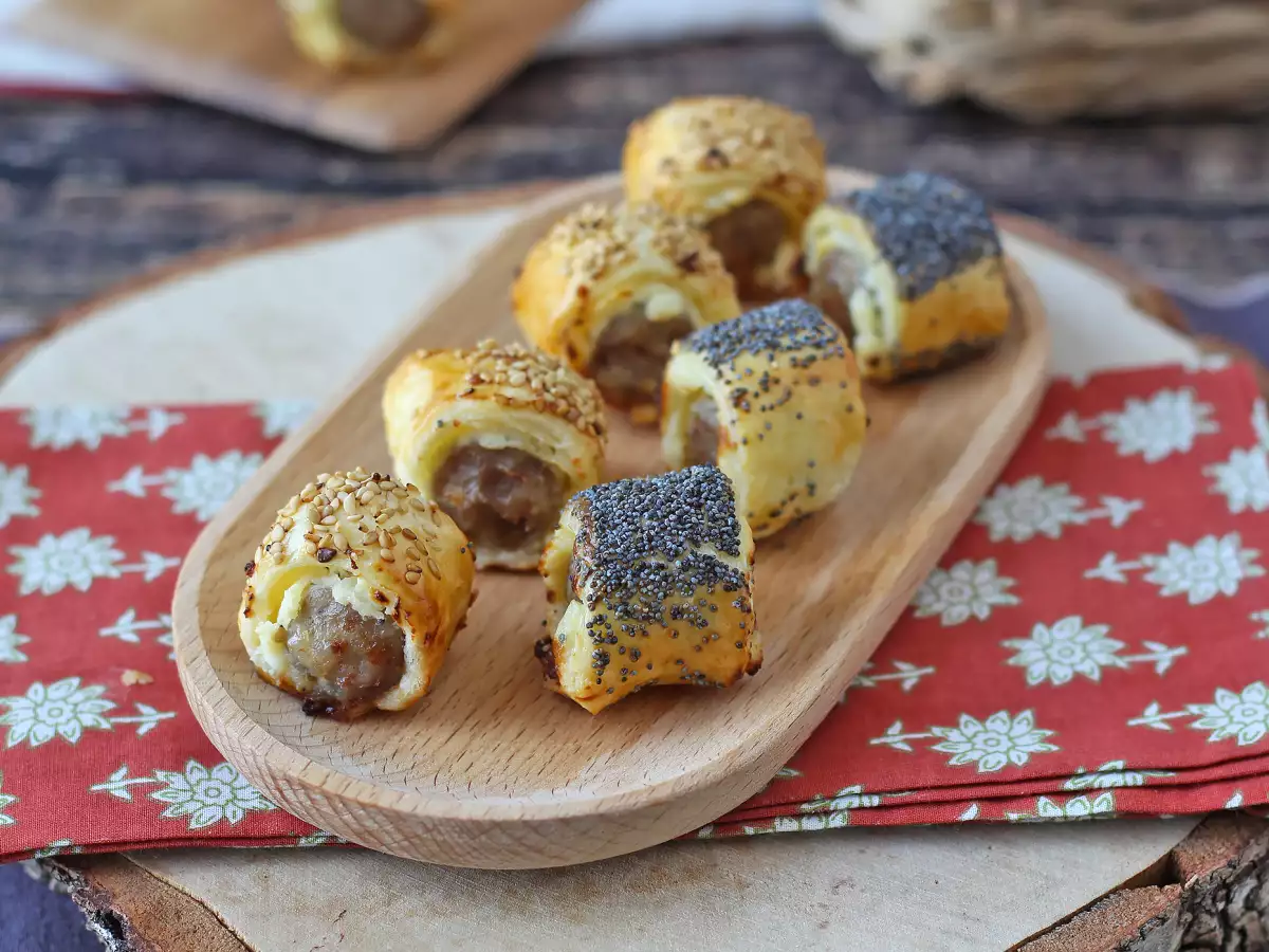 Bladerdeeghapjes met worst en kaas uit de airfryer - foto 4