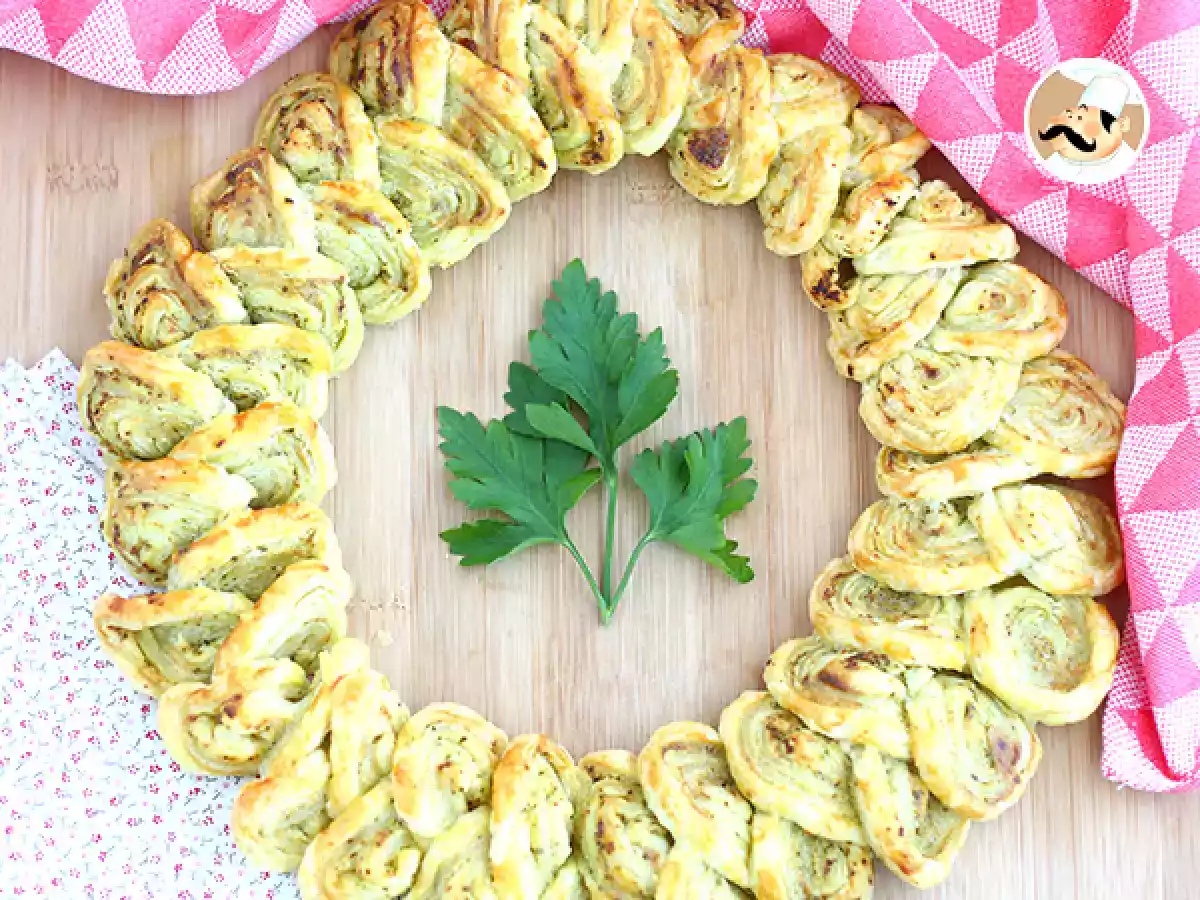 Bladerdeegkrans met pesto voor het aperitief - foto 2