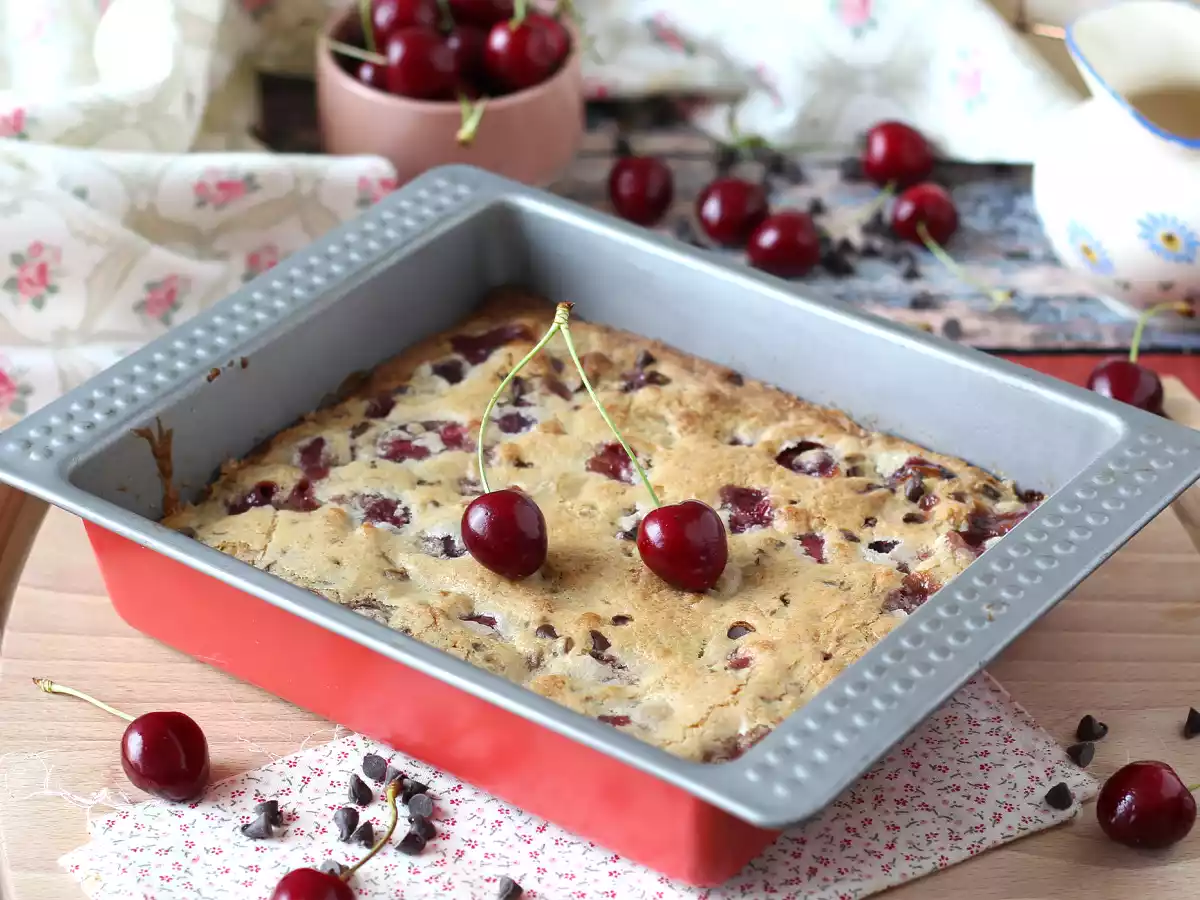 Blondie kersen en chocolade, de perfecte knapperige en fondant taart - foto 4
