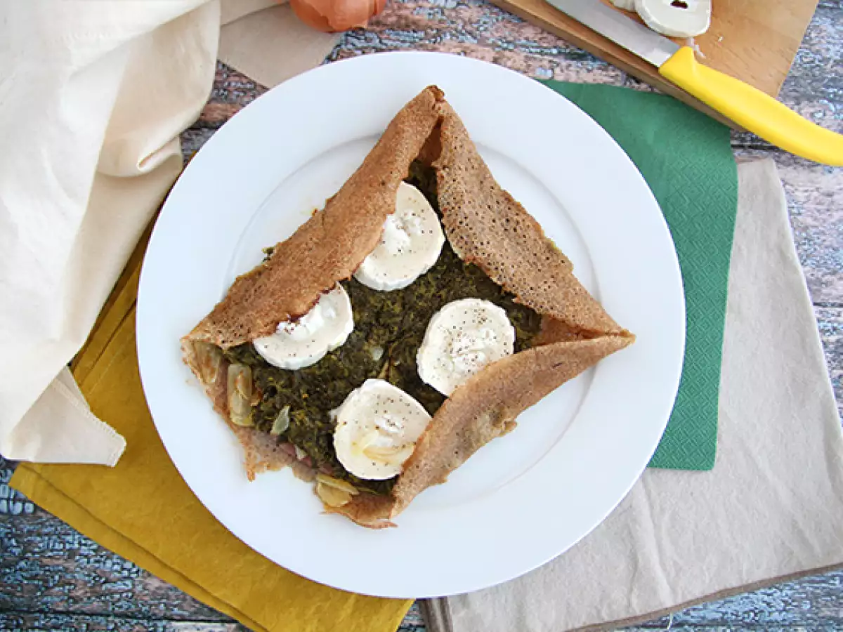 Boekweitgalette met spinazie, ham en geitenkaas - foto 3