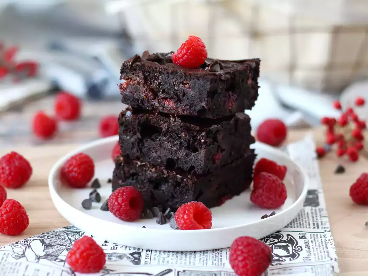 Brownie met chocolade en frambozen: pure verwennerij!