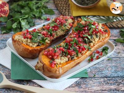 Recept Butternut gevuld met quinoa en granaatappel