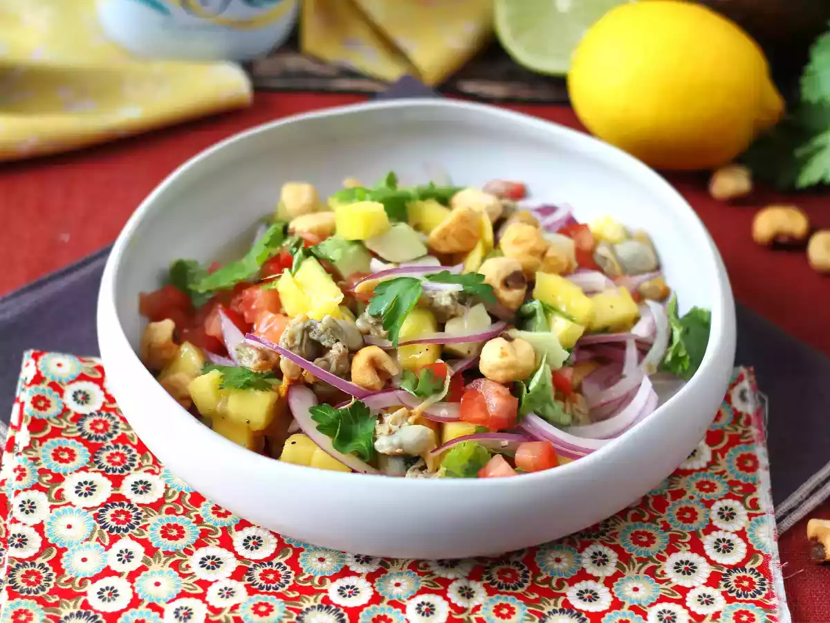 Ceviche met mosselen uit blik
