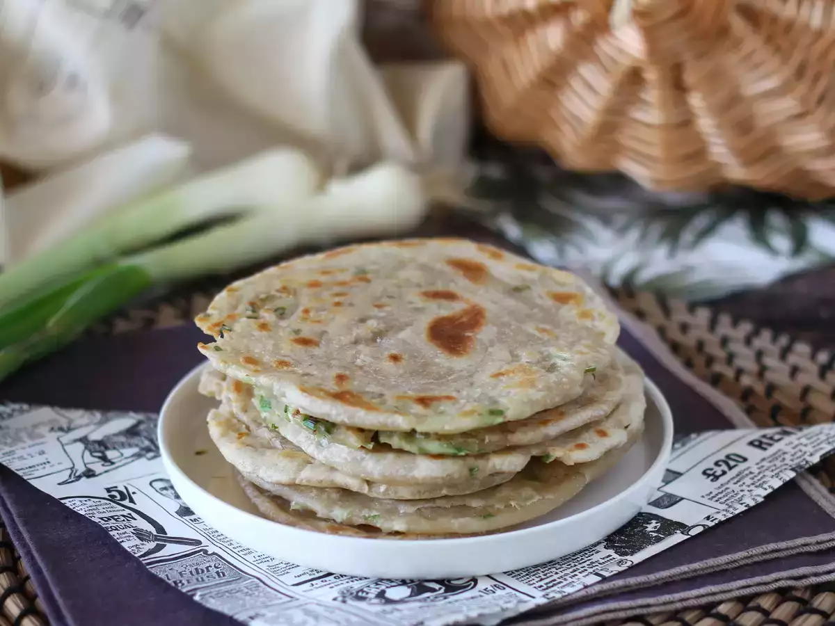 Chinese pannenkoeken met lente-ui - Scallion pancakes - foto 3