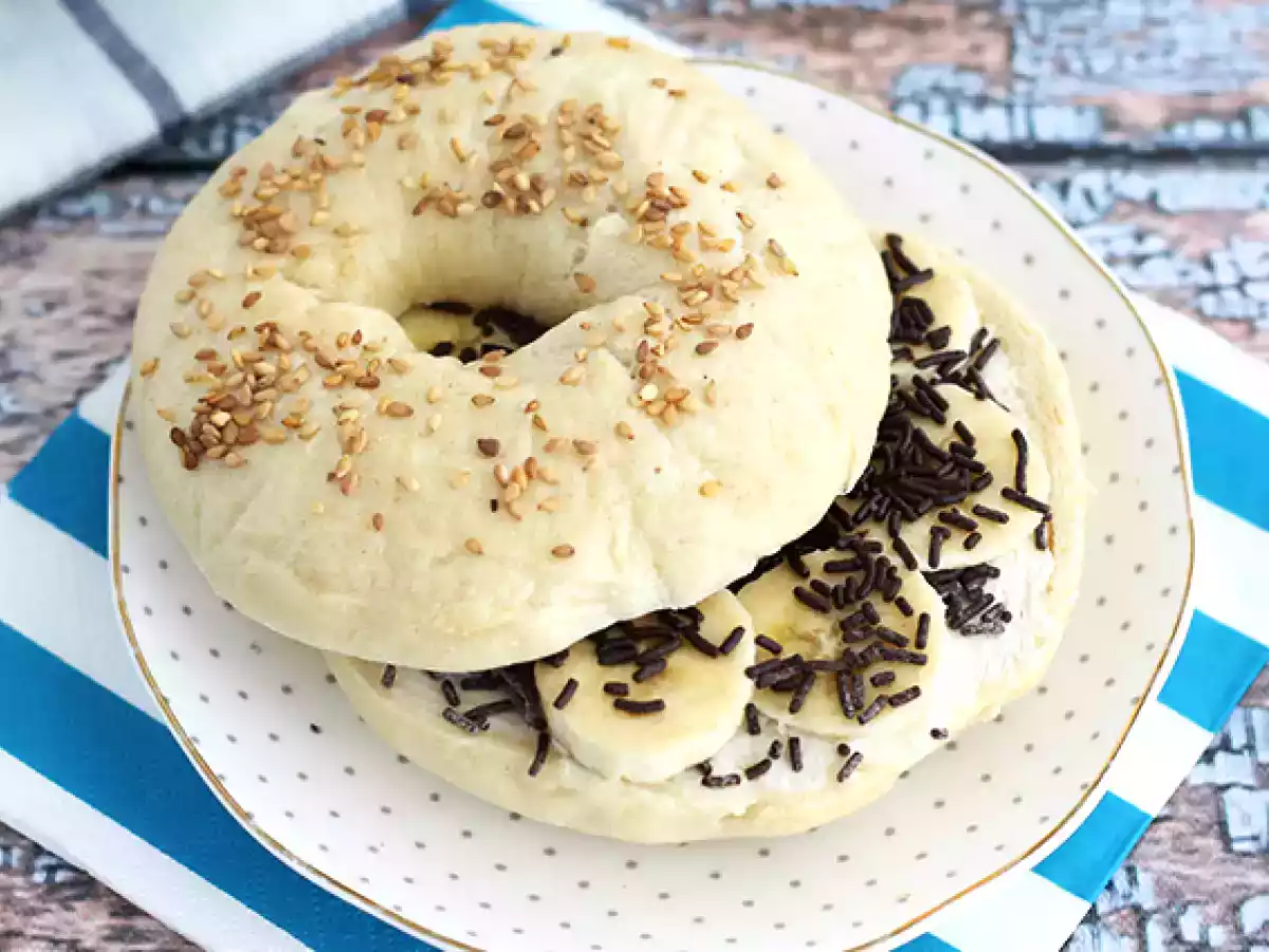 Chocolade-banaan bagel