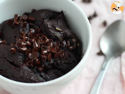 Chocolade en pindakaas mug cake in de magnetron in 1 min.