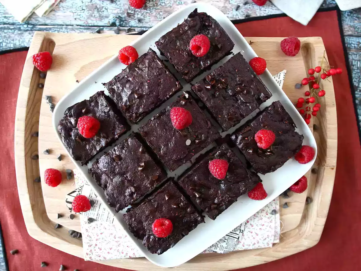Chocolade-frambozen brownie, pure verwennerij! - foto 2