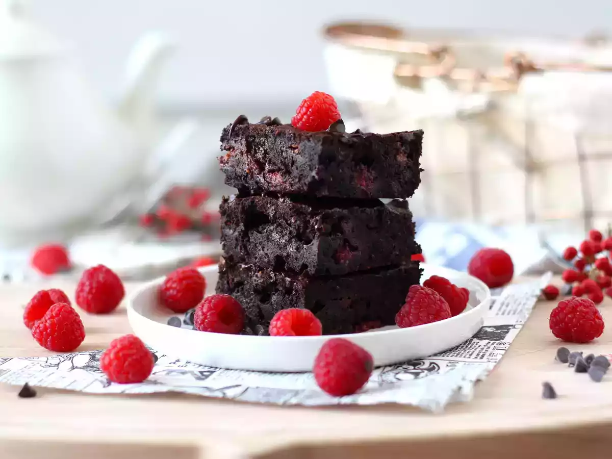 Chocolade-frambozen brownie, pure verwennerij! - foto 3