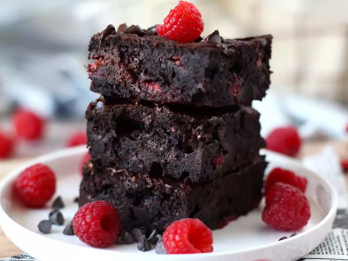 Chocolade-frambozen brownie, pure verwennerij! - foto 5